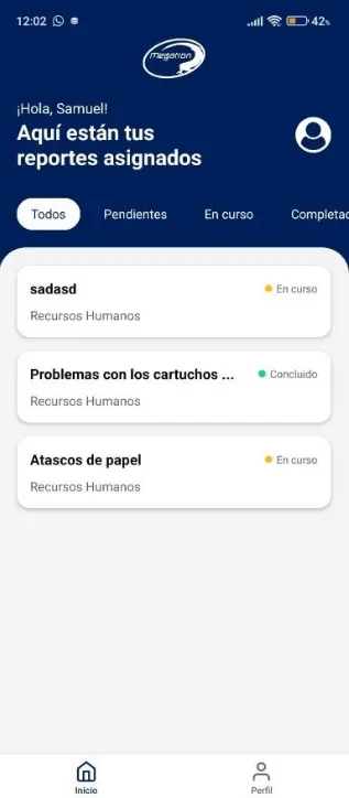Pantalla final de la pantalla de Servicios para los Técnicos