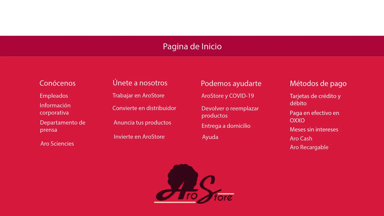 Página de inicio de la tienda ficticia, proyecto de la clase de Diseño Gráfico