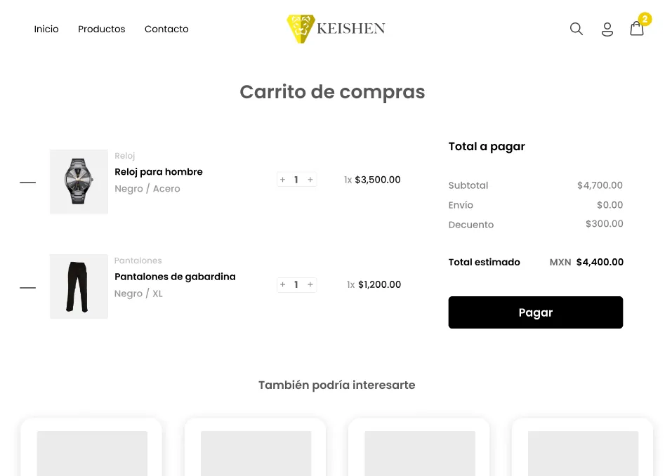 Mockup de Figma de la pantalla de inicio de la tienda