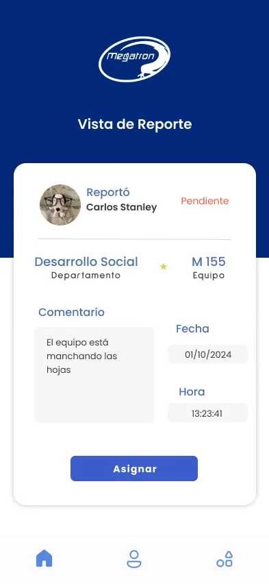 Mockup de Figma de la pantalla de detalles del reporte