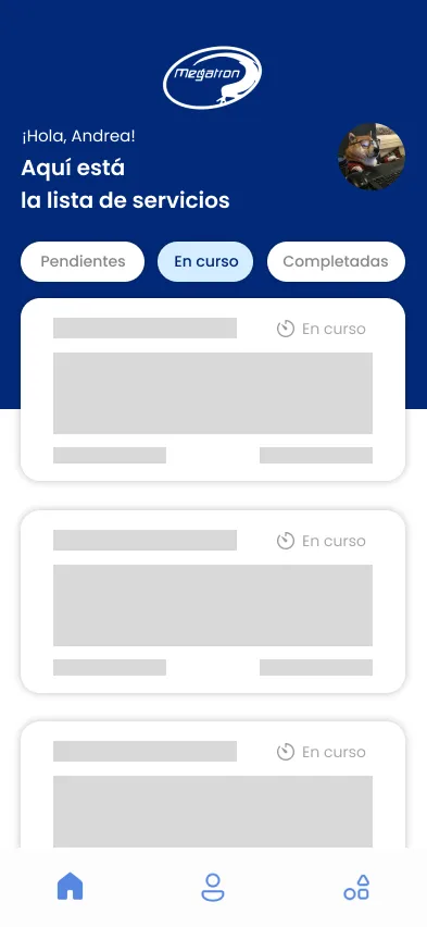 Mockup de Figma de la pantalla de Servicios para los Técnicos