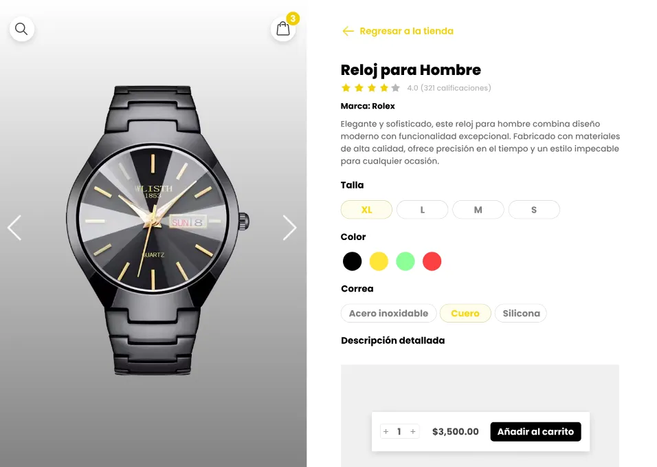 Mockup de Figma de la pantalla de inicio de la tienda